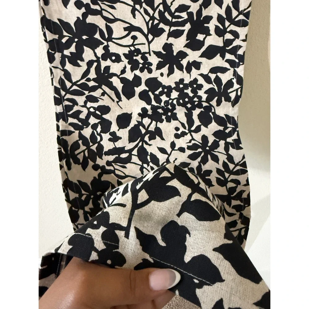 Crate & Barrel Eden Black Silhouette Floral Table Runner 90